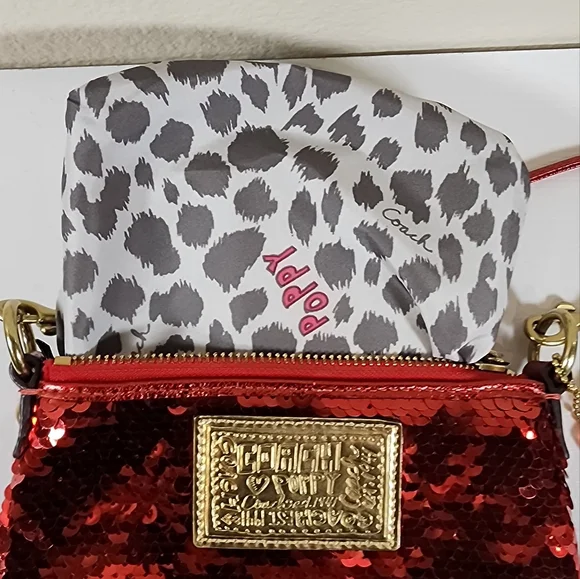 Coach Red Sequin Poppy Mini Crossbody - Picture 5 of 14